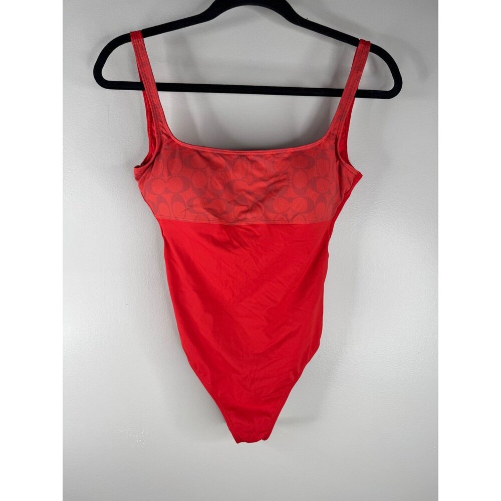 Coach Women’s One Piece Swimsuit Bathing Suit Authentic Signature Red Sz XS NEW - Picture 3 of 14